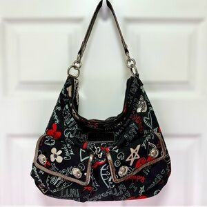 Coach Poppy Graffiti Glam Hobo Black Multicolor